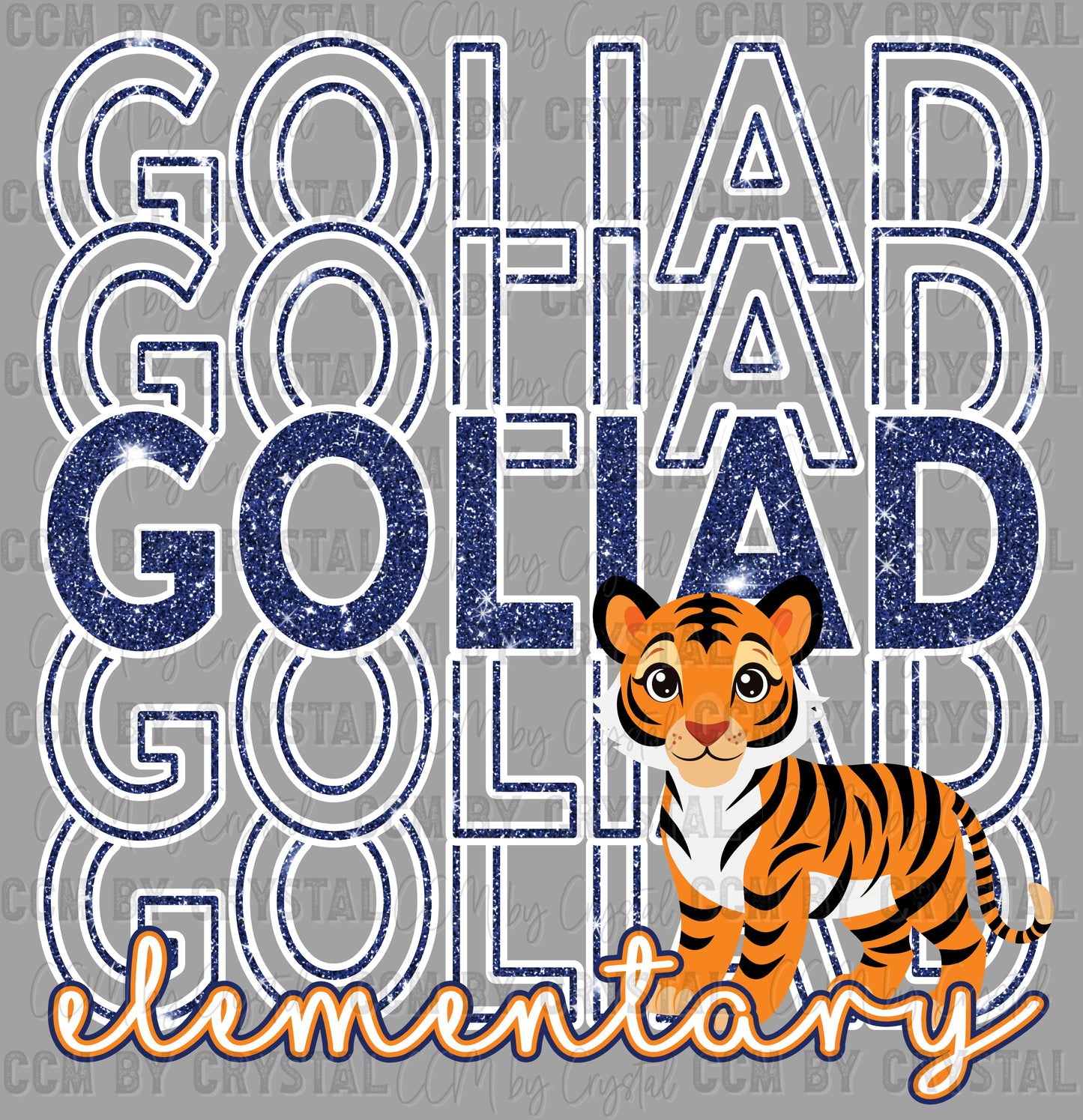 Goliad Elementary Faux Glitter Tigers Cubs Ready to Press Transfer DTF Transfer