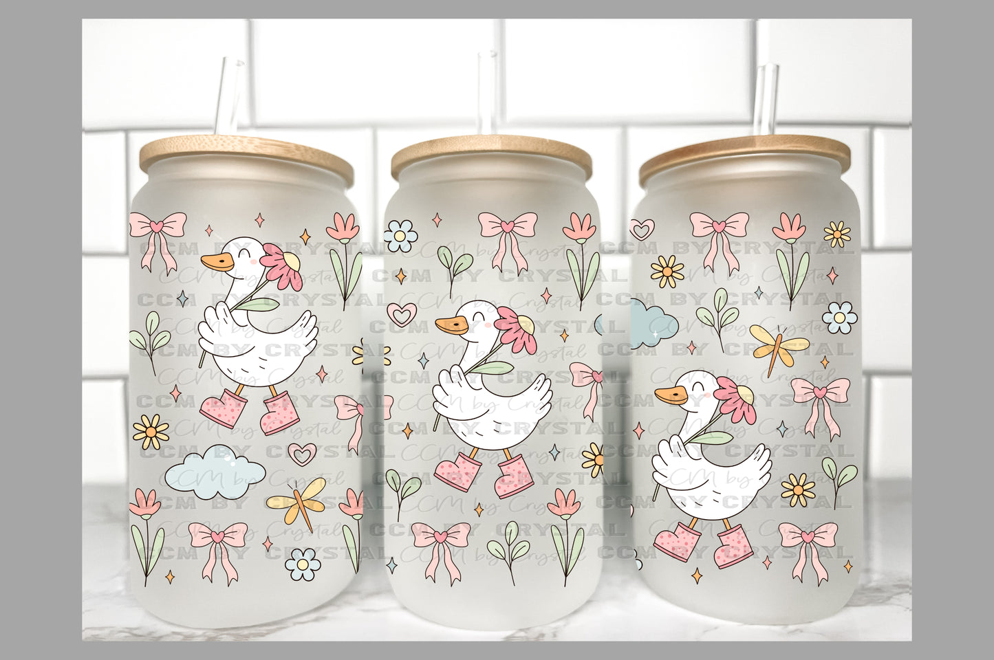 Goose Summertime Transfer 16oz Libby Glass Can Wrap Ready to Apply