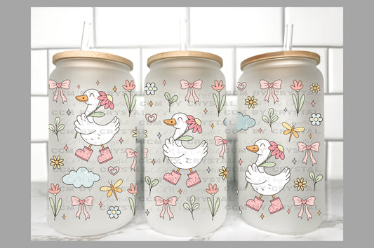Goose Summertime Transfer 16oz Libby Glass Can Wrap Ready to Apply
