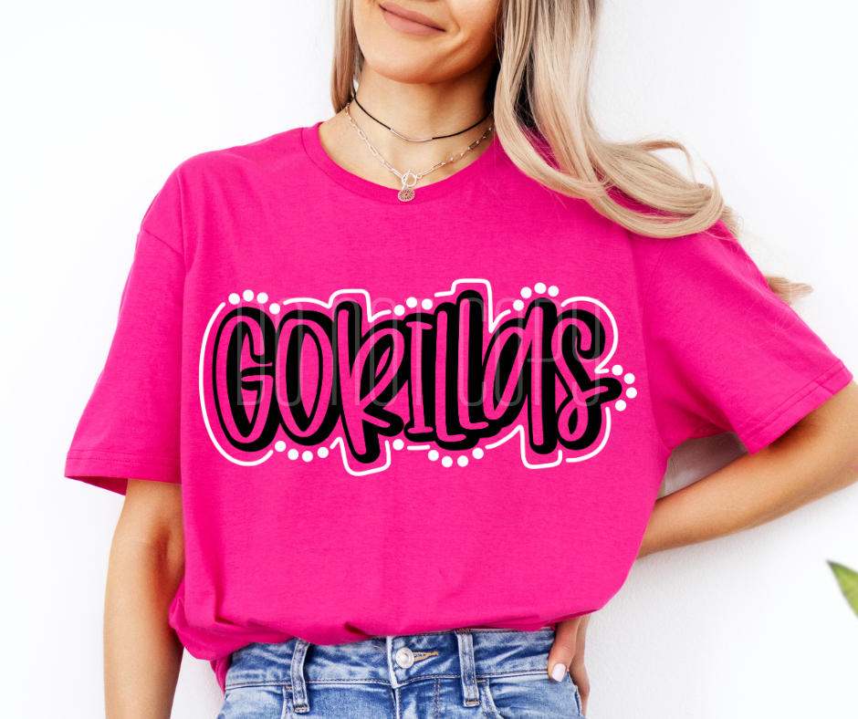 Gorillas Doodle Mascot Ready to Press Transfer DTF Transfer Sublimation Transfer