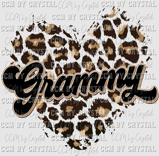 Grammy Leopard Heart Ready to Press Transfer