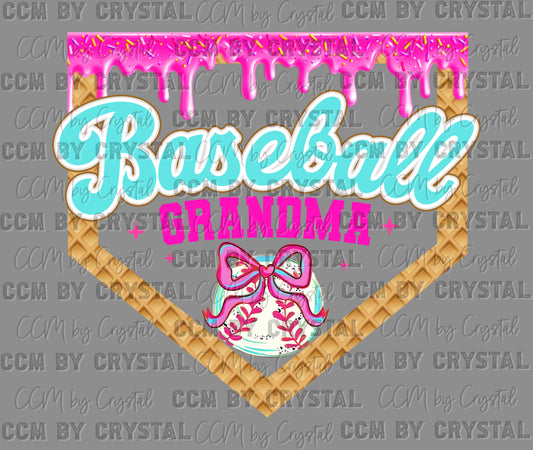 Baseball Grandma Ice Cream Drip Ready to Press Transfer DTF Transfer Sublimation Transfer