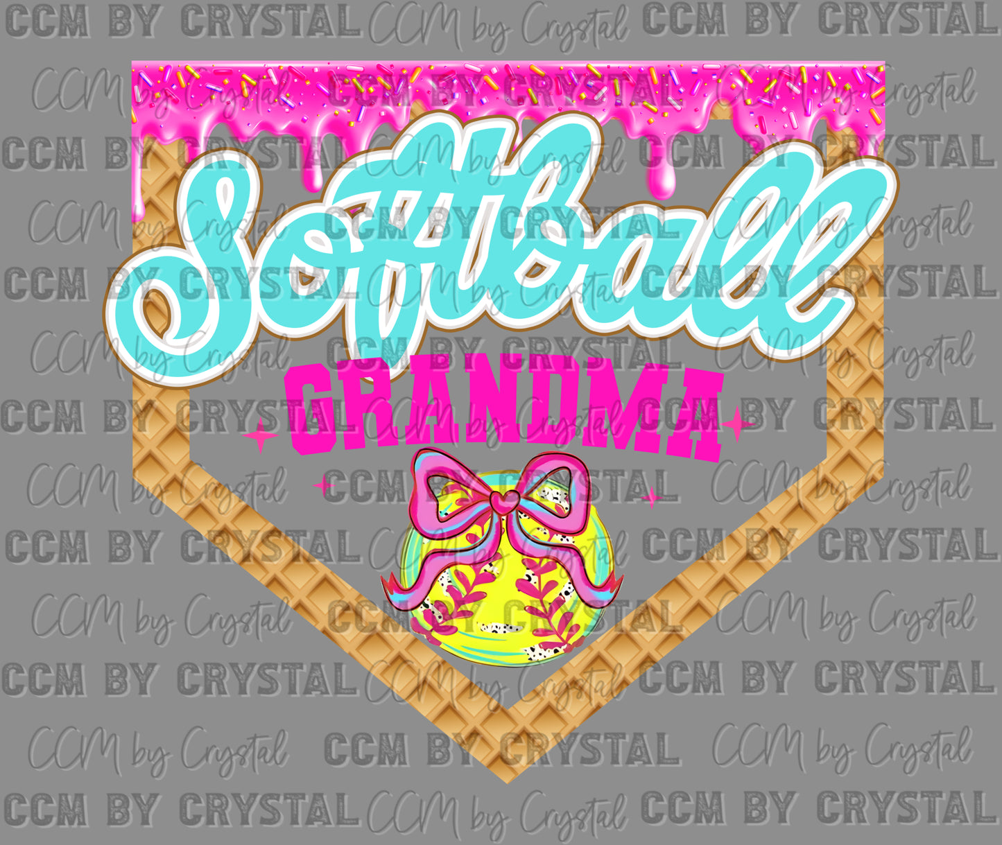 Softball Grandma Drip Ice Cream Ready to Press Transfer DTF Transfer Sublimation Transfer