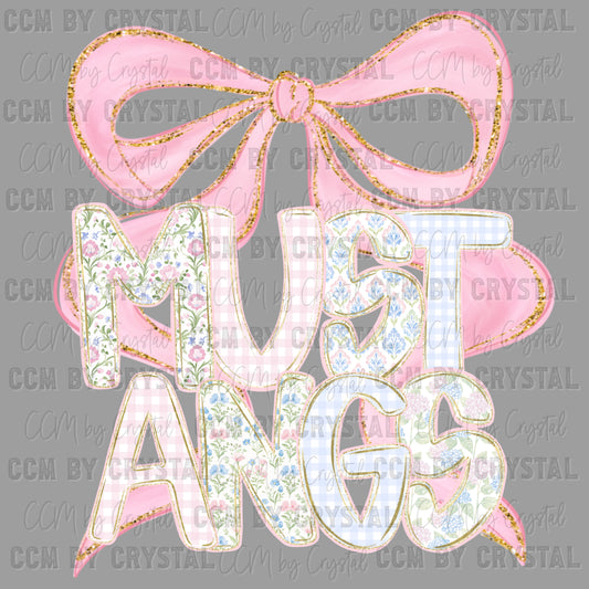 Preppy Mustangs Mascot Ready to Press Transfer DTF Transfer Sublimation Transfer