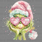 Girly Green Guy Christmas Ready to Press Instant Peel DTF Transfers