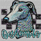 Greyhounds Mascot Faux Rhinestones Effect Ready to Press Transfer DTF Transfer Sublimation Transfer