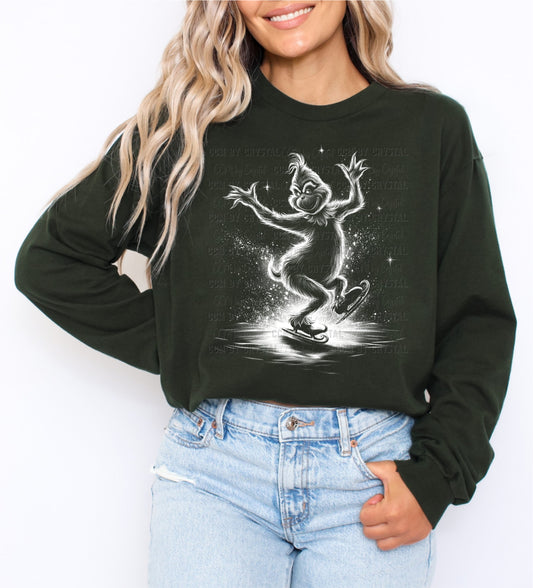 Skating Green Guy Christmas T Shirt, Long Sleeve, Sweatshirt