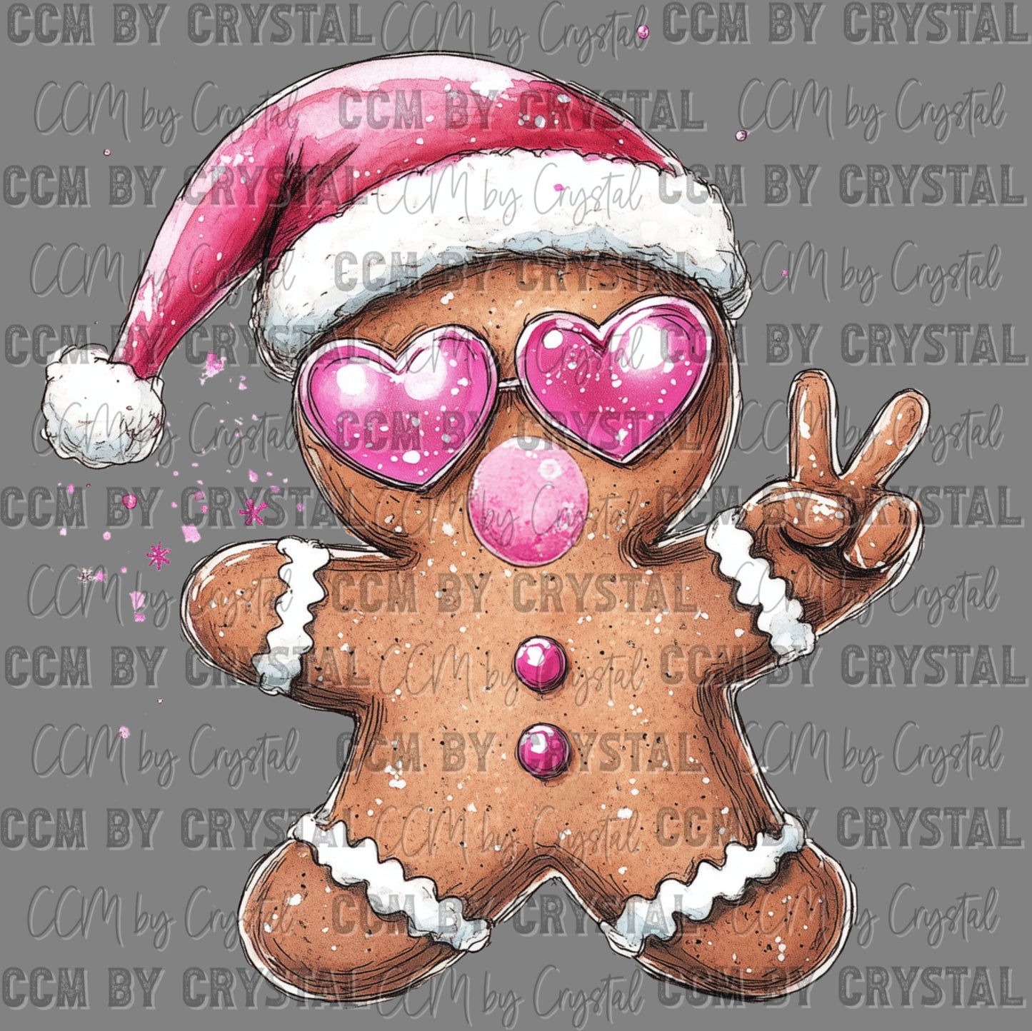 Christmas Gingerbread Bubblegum Ready to Press Transfer DTF Transfer Sublimation Transfer