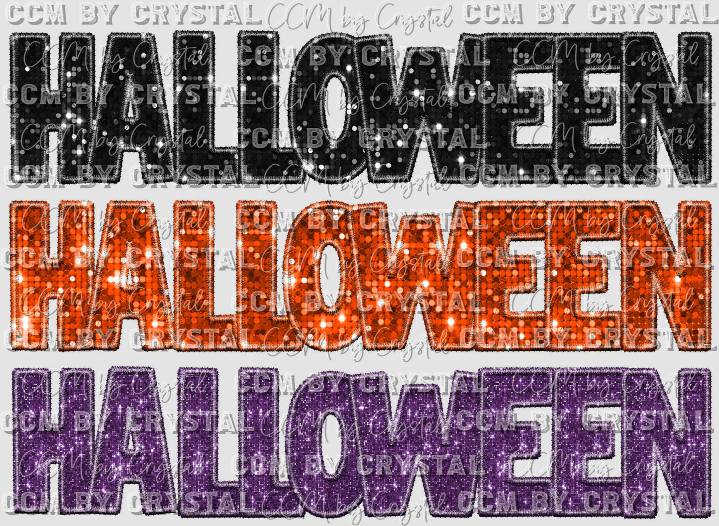 Halloween Stacked Faux Sequins Faux Embroidery Halloween Ready to Press Transfer