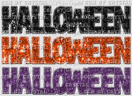 Halloween Stacked Faux Sequins Faux Embroidery Halloween Ready to Press Transfer