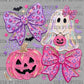 Girly Halloween Ghost Bows Pumpkin Faux Fake Paint Texture Ready to Press DTF Transfers