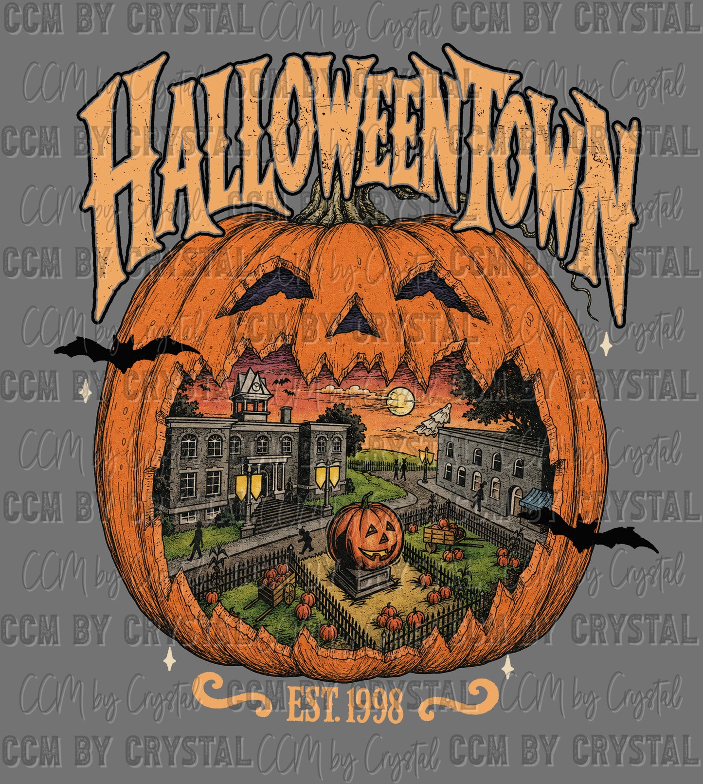 Town Halloween Pumkin Ready to Press DTF Transfers Sublimation Transfers