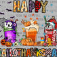 Happy Hallowthanksmas Thanksgiving Christmas Halloween Ready to Press Transfer DTF Transfer Sublimation Transfer