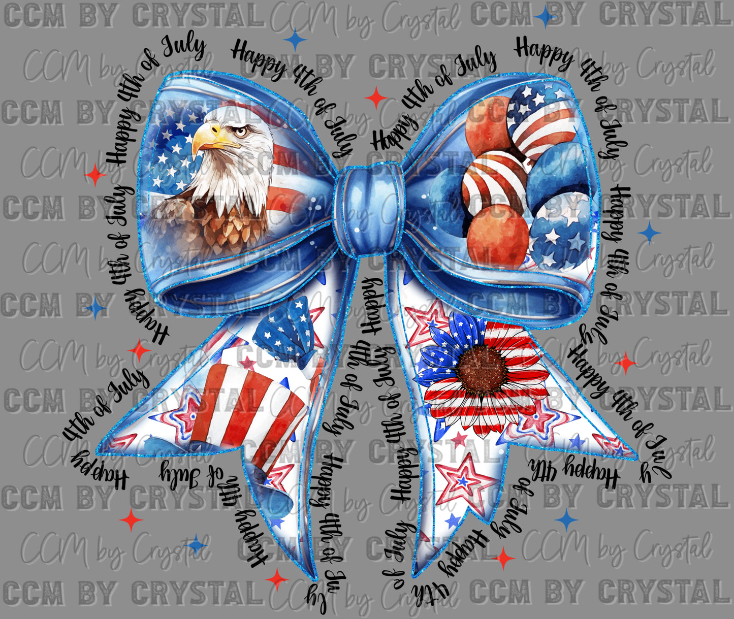 USA Patriotic 4th of July Flag Bow Ready to Press Transfer DTF Transfer Sublimation Transfer