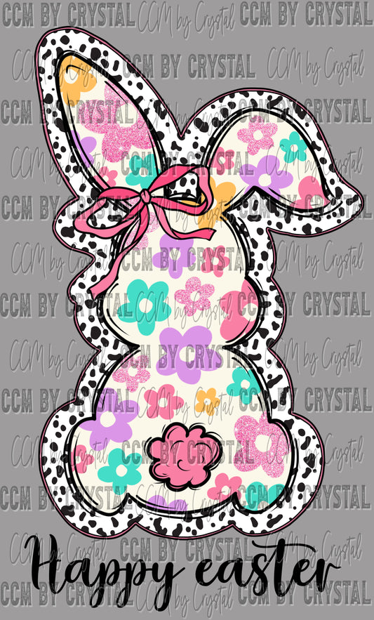 Floral Bunny Happy Easter Ready to Press Transfer DTF Transfer Sublimation Transfer