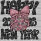 Happy New Year 2025 Faux Glitter Silver Ready to Press Transfer DTF Transfer Sublimation Transfer