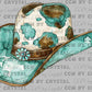 Cowboy Hat Turquoise Western Ready to Press Transfer DTF Transfer Sublimation Transfer