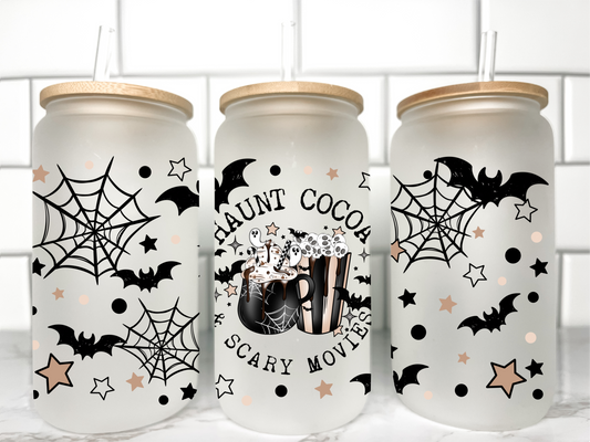 Halloween Haunt Coco Black UV Transfer 16oz Libby Glass Can Wrap Ready to Apply