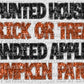 Haunted Houses Trick or Treat Candied Apples Pumpkin Faux Sequins Faux Embroidery Ready to Press Transfer