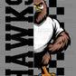 Hawks Checkered Sports Mascot Ready to Press Transfer DTF Transfer Sublimation Transfer
