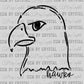 Hawks Mascot Doodle Ready to Press Transfer DTF Transfer Sublimation Transfer