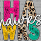 Hawks Mascot Ready to Press Transfer DTF Transfer Sublimation Transfer