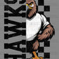 Hawks Grunge Checkered Sports Mascot Ready to Press Transfer DTF Transfer Sublimation Transfer