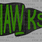 Hawks Pennant Mascot Ready to Press Transfer DTF Transfer Sublimation Transfer