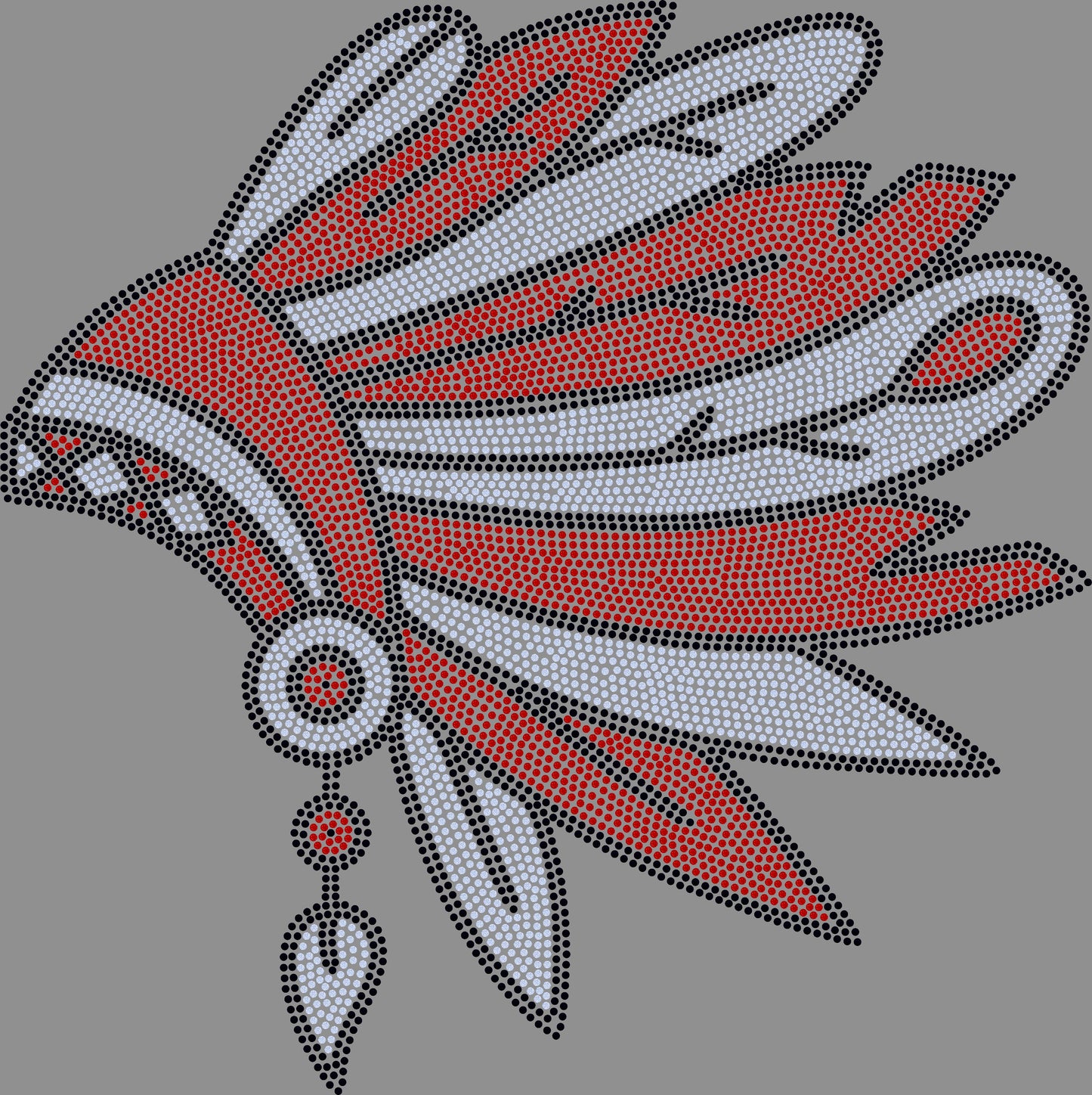 Headdress Warrior Indian 11" 3-Color Ready to Press Spangle Transfer Bling Transfer Sparkle Transfer