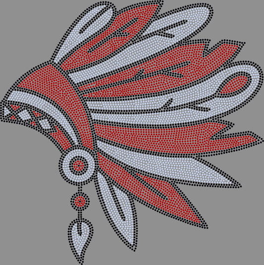 Headdress Warrior Indian 11" 3-Color Ready to Press Spangle Transfer Bling Transfer Sparkle Transfer