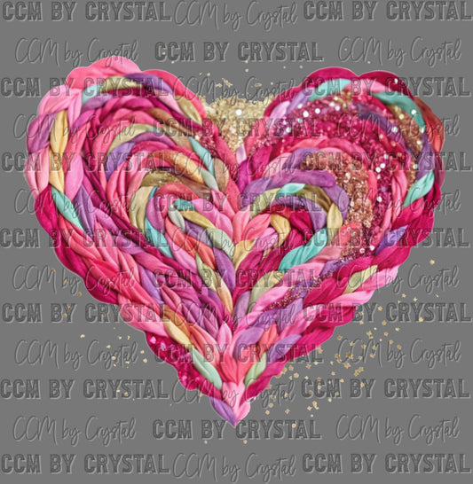 Valentines Day Heart Faux Yarn Ready to Press Instant Peel DTF Transfers Sublimation Transfers