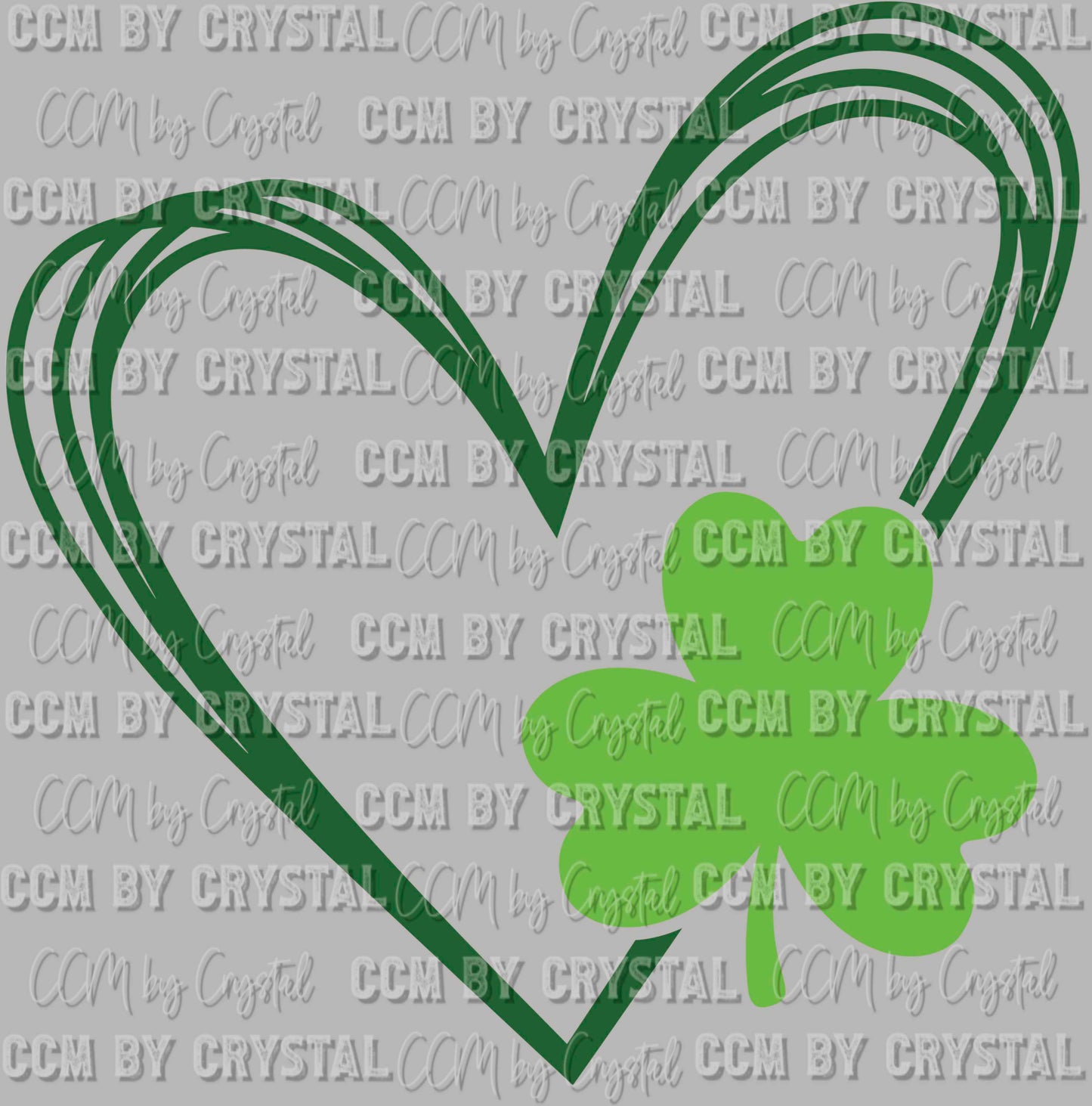 Heart with Shamrock Clover St Patrick's Day Ready to Press Transfer DTF Transfer Sublimation Transfer