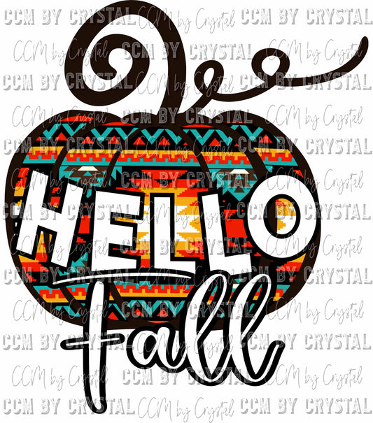 Hello Fall Aztec Pumpkin PNG Digital File ONLY