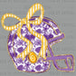 Purple Flora Helmet with  Gold Bow Ready to Press Transfer DTF Transfer Sublimation Transfer
