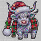 Highland Cow Christmas Faux Rhinestone Effect Ready to Press Transfer