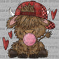Highland Cow Hat Valentines Day Ready to Press Transfer DTF Transfer Sublimation Transfer