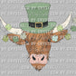 Copy of Highland Cow Green Hat St. Patrick's Day Ready to Press Transfer DTF Sublimation