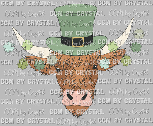 Copy of Highland Cow Green Hat St. Patrick's Day Ready to Press Transfer DTF Sublimation
