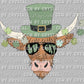 Highland Cow Lucky Glasses St. Patrick's Day Ready to Press Transfer DTF Sublimation