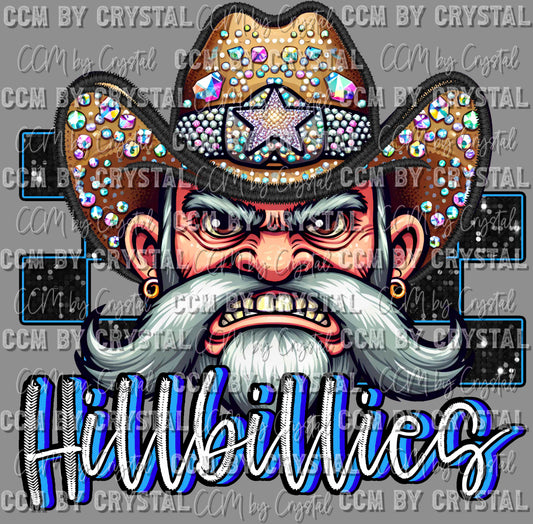 Hillbillies Mascot Iridescent Effect Ready to Press Transfer DTF Transfer Sublimation Transfer