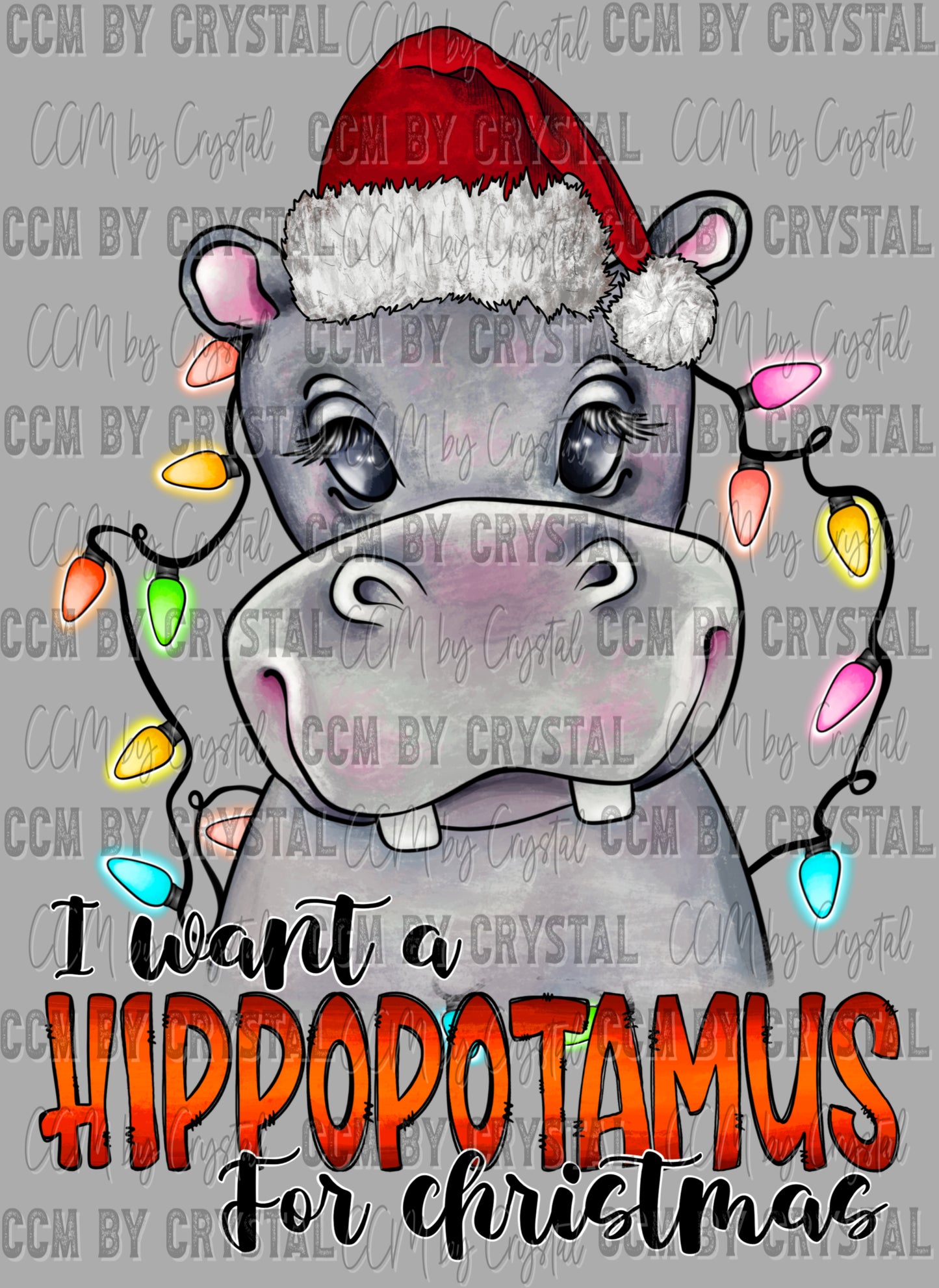 I want a Hippopotamus for Christmas Ready to Press Transfer DTF Transfer Sublimation Transfer