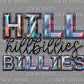 Hillbillies Mascot Iridescent Effect Ready to Press Transfer DTF Transfer Sublimation Transfer