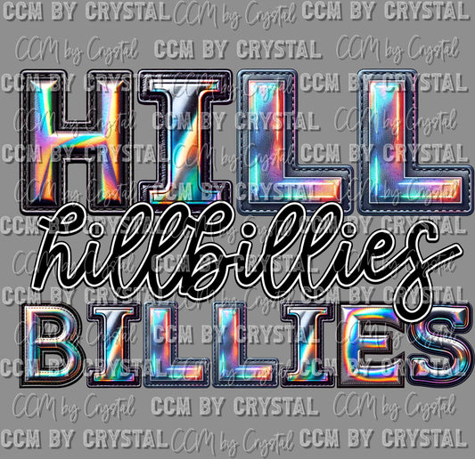 Hillbillies Mascot Iridescent Effect Ready to Press Transfer DTF Transfer Sublimation Transfer