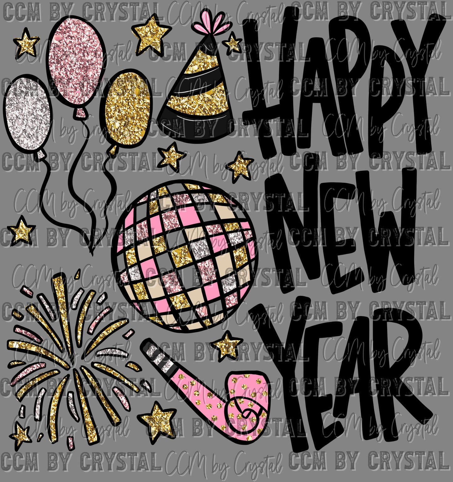 Happy New Year Ready to Press Transfer DTF Transfer Sublimation Transfer