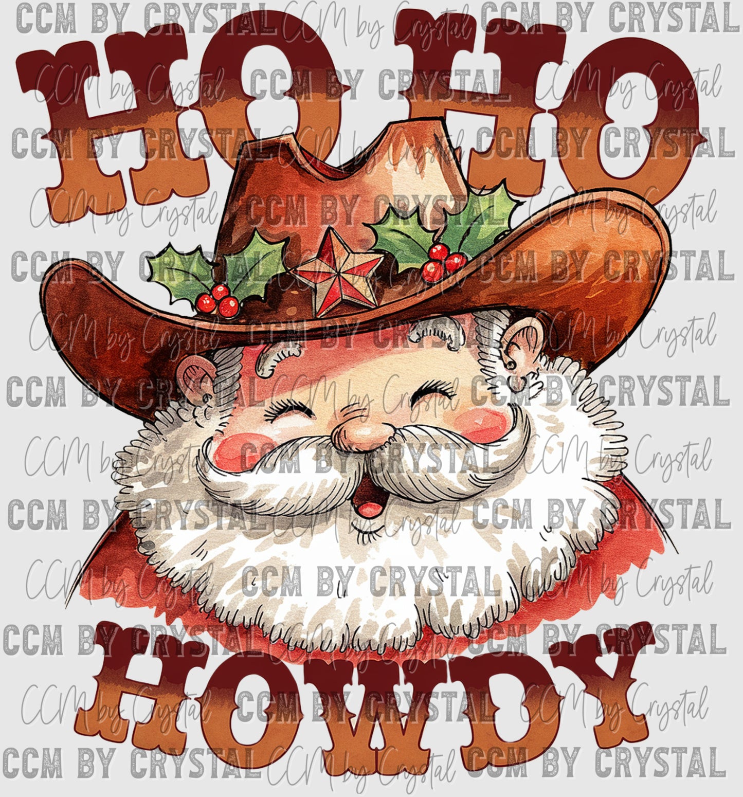 Christmas Western Ho Ho Howdy Santa Ready to Press Transfer DTF Transfer