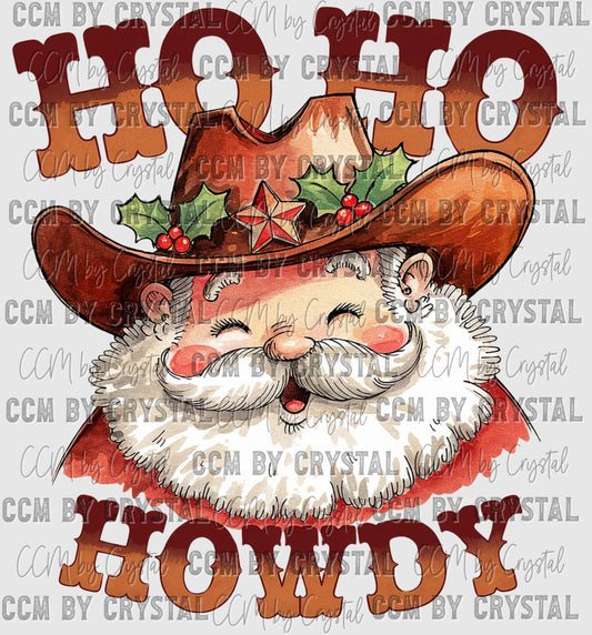 Christmas Western Ho Ho Howdy Santa Ready to Press Transfer DTF Transfer