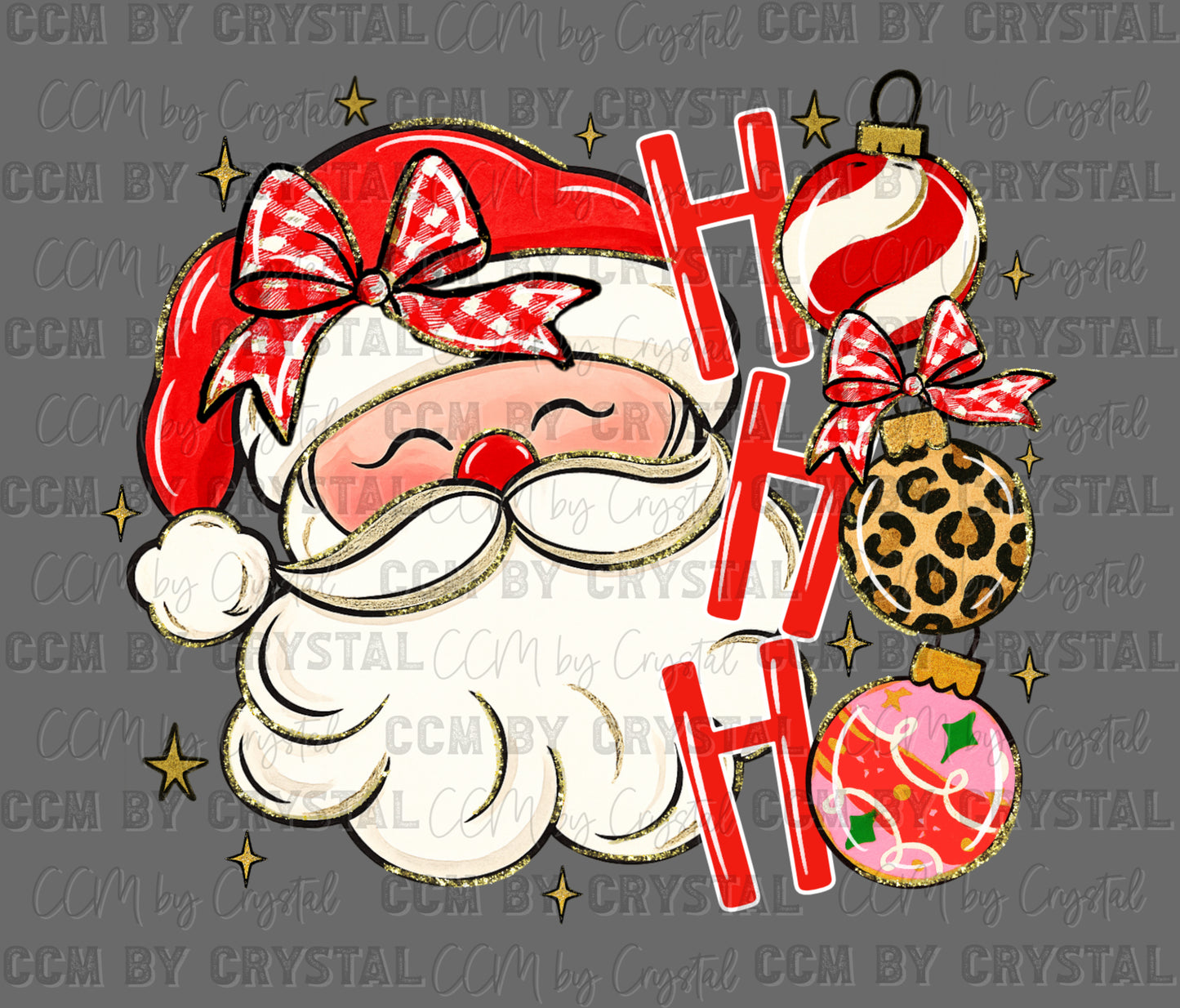 Santa Ho Ho Ho Christmas Faux Glitter Ready to Press Instant Peel DTF Transfers Sublimation Transfers