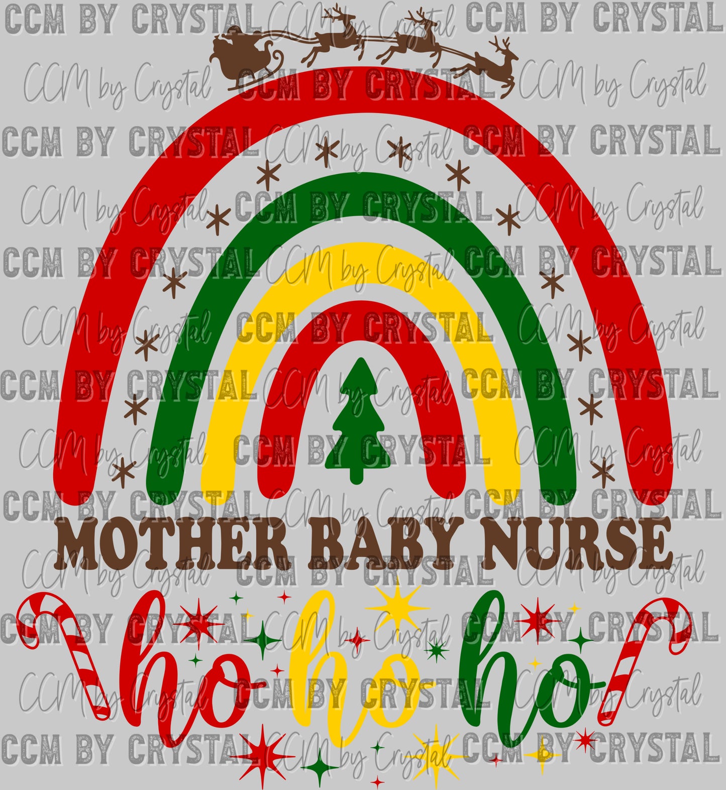 Ho Ho Ho Rainbow Mother Baby Nurse Christmas Ready to Press Transfer DTF Transfer Sublimation Transfer