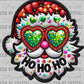Santa Ho Ho Ho Christmas Faux Rhinestone Effect Ready to Press Transfer DTF Transfer Sublimation Transfer