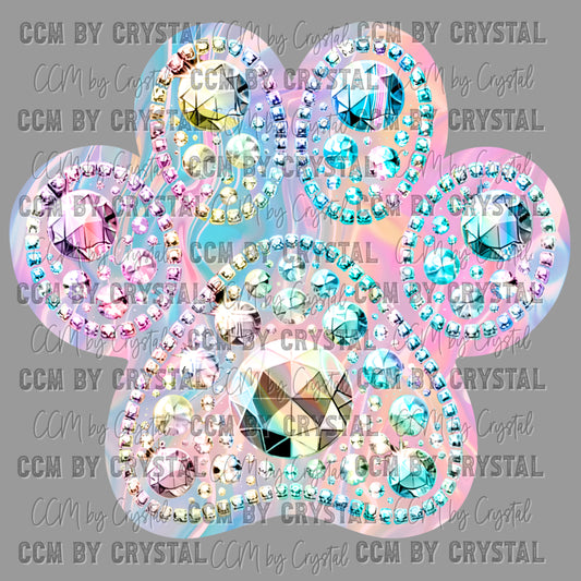 Paw Iridescent Holo Mascot Ready to Press Transfer DTF Transfer Sublimation Transfer